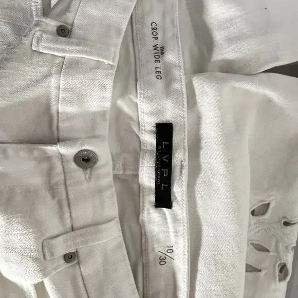 Liverpool Stride High Rise Wide Leg Crop Jeans White Eyelet 10/30 - Picture 4 of 6